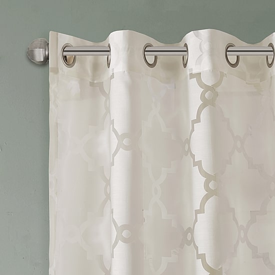 Madison Park Laya Trellis Grommet Top Sheer Single Curtain Panel