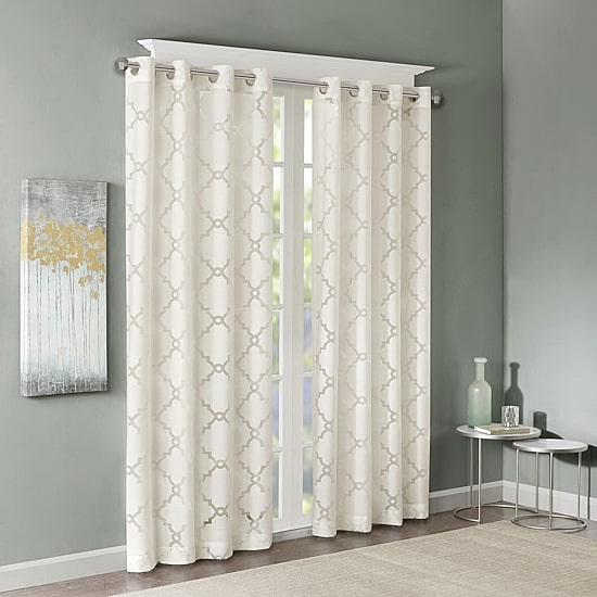 Madison Park Laya Trellis Grommet Top Sheer Single Curtain Panel