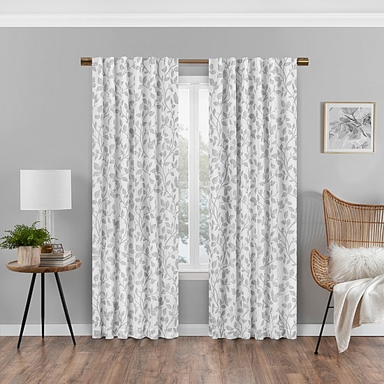Eclipse Nora Botanical Rod Pocket Back Tab Blackout Single Curtain Panel