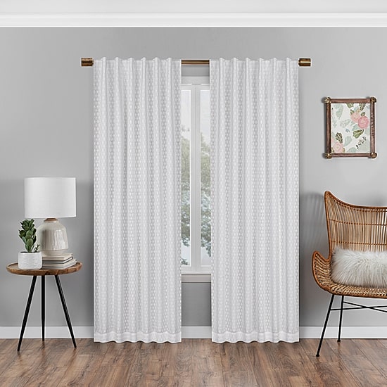 Eclipse Nora Crochet Rod Pocket Back Tab Blackout Single Curtain Panel
