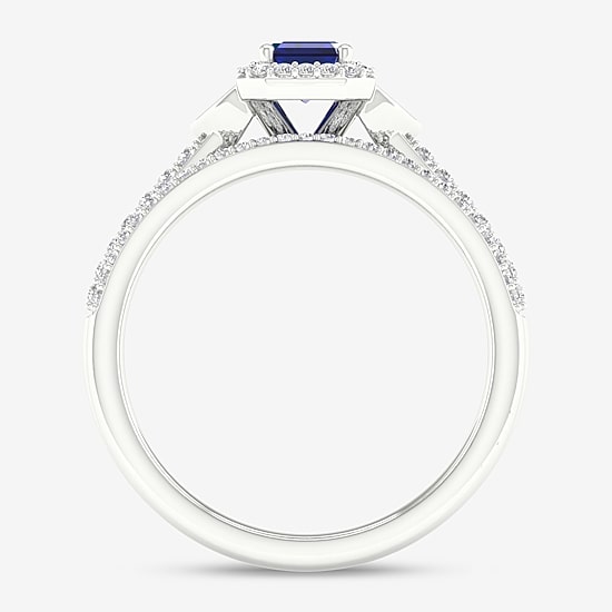 Modern Bride Gemstone Womens 1/4 CT. T.W. Lead Glass-Filled Red Ruby 10K Gold Halo Bridal Set
