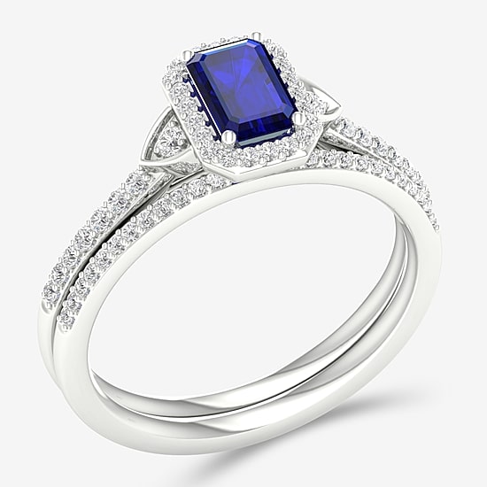 Modern Bride Gemstone Womens 1/4 CT. T.W. Lead Glass-Filled Red Ruby 10K Gold Halo Bridal Set