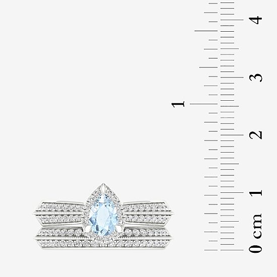 Modern Bride Gemstone Womens 1/2 CT. T.W. Genuine Pink Morganite 10K Gold Pear Halo Bridal Set