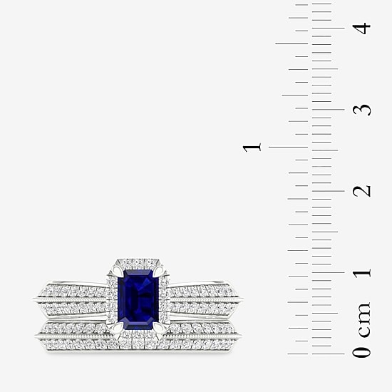 Modern Bride Gemstone Womens 1/2 CT. T.W. Genuine Green Emerald 10K Gold Halo Bridal Set
