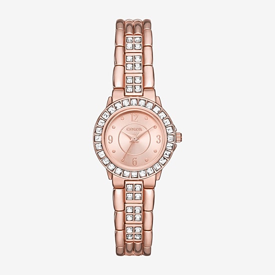Geneva Womens Crystal Accent Rose Goldtone Bracelet Watch Fmdjm285