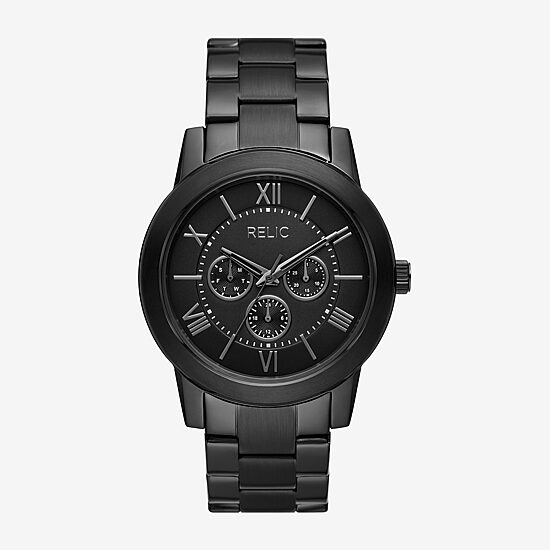Relic By Fossil Mens Black Stainless Steel Bracelet Watch Zr16020