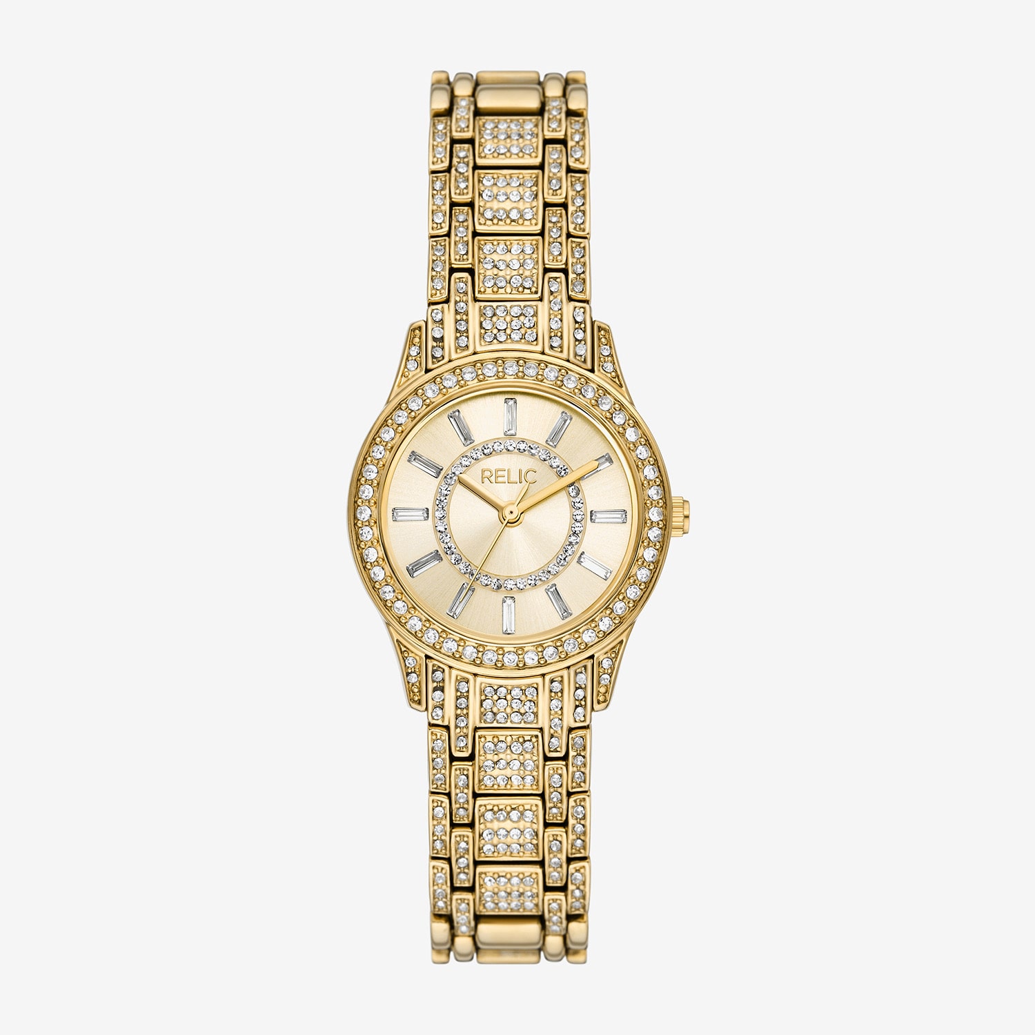 Relic By Fossil Womens Gold Tone Bracelet Watch Zr34651