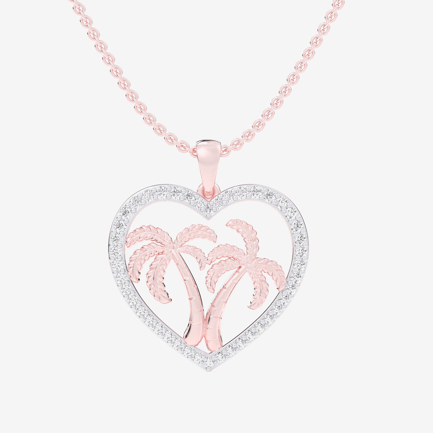 Palm Tree (G-H / Si1-Si2) Womens 1/3 CT. T.W. Lab Grown White Diamond 10K Gold Heart 18 Inch Pendant Necklace