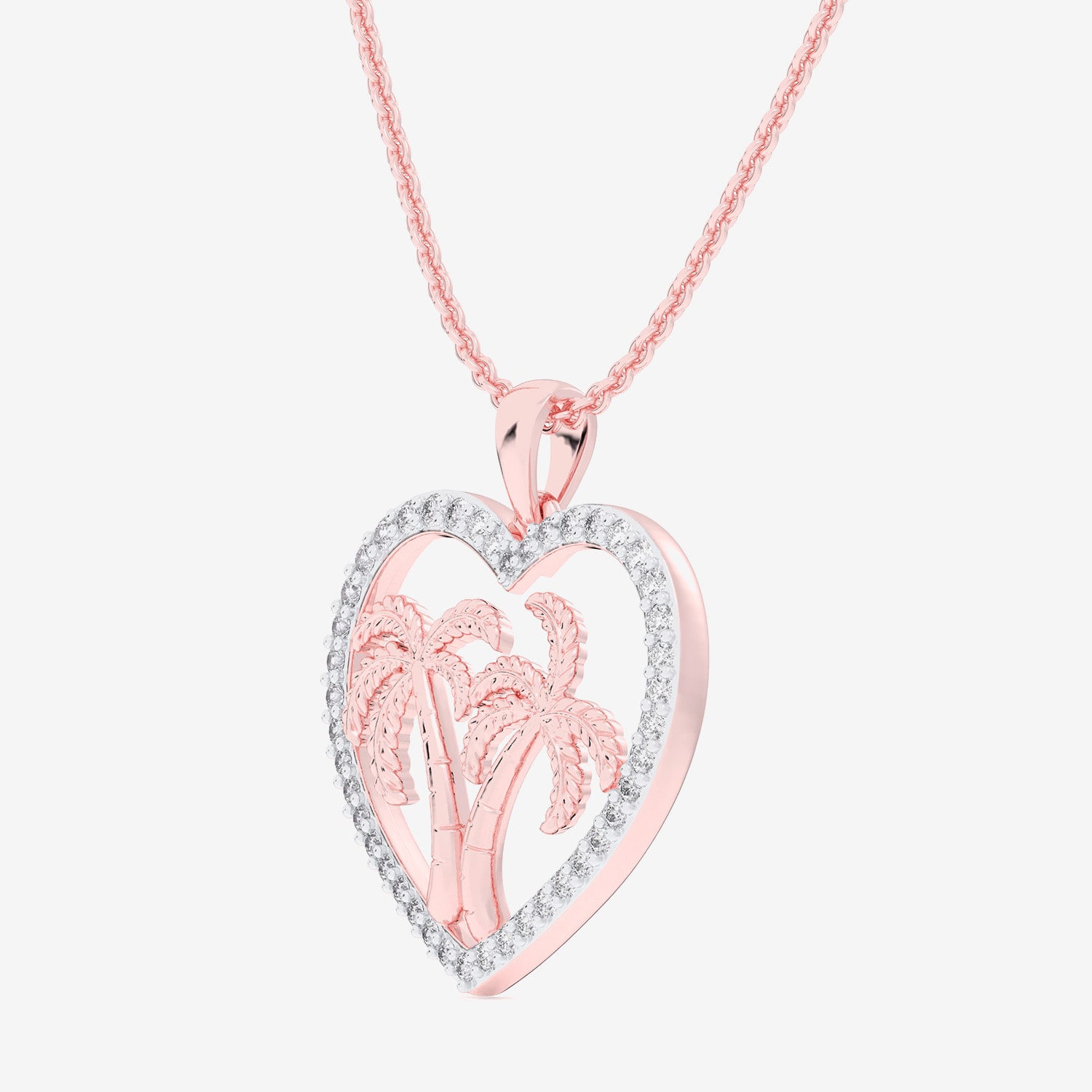 Palm Tree (G-H / Si1-Si2) Womens 1/3 CT. T.W. Lab Grown White Diamond 10K Gold Heart 18 Inch Pendant Necklace