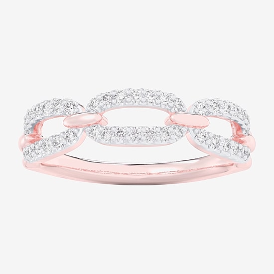 (G-H / Si1-Si2) Womens 1/4 CT. T.W. Lab Grown White Diamond 10K Gold Cocktail Ring