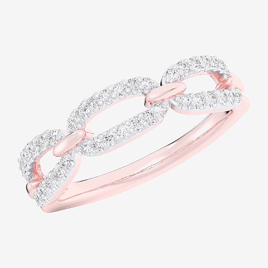 (G-H / Si1-Si2) Womens 1/4 CT. T.W. Lab Grown White Diamond 10K Gold Cocktail Ring