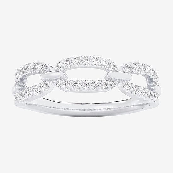 (G-H / Si1-Si2) Womens 1/4 CT. T.W. Lab Grown White Diamond 10K Gold Cocktail Ring