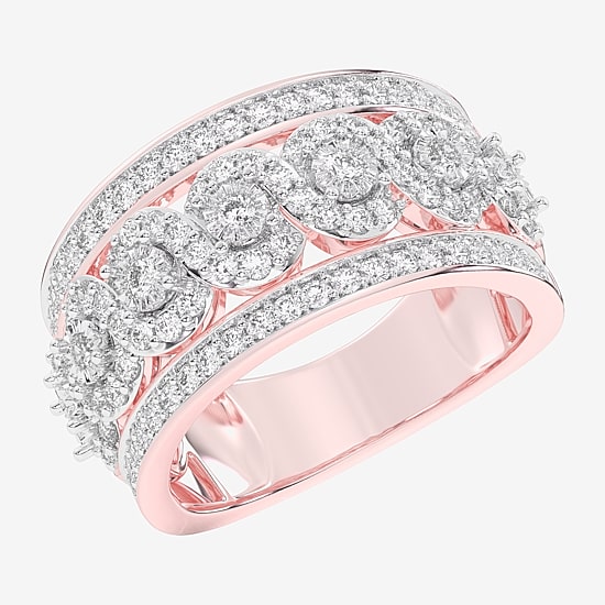 (G-H / Si1-Si2) Womens 1 CT. T.W. Lab Grown White Diamond 10K Gold Band
