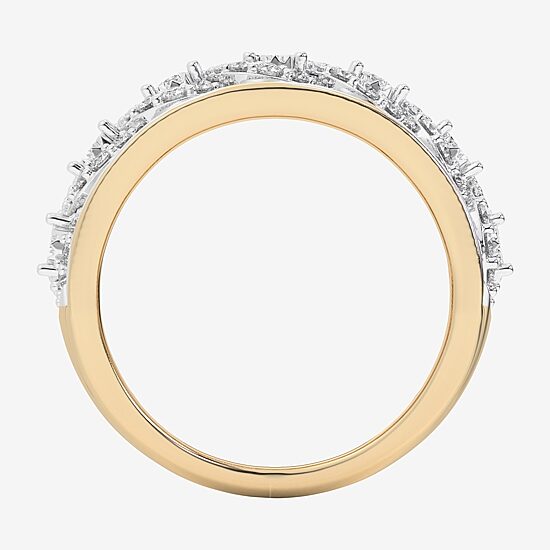 (G-H / Si1-Si2) Womens 1 CT. T.W. Lab Grown White Diamond 10K Gold Band