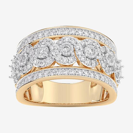 (G-H / Si1-Si2) Womens 1 CT. T.W. Lab Grown White Diamond 10K Gold Band