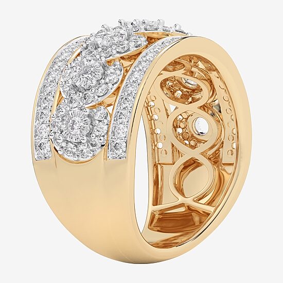 (G-H / Si1-Si2) Womens 1 CT. T.W. Lab Grown White Diamond 10K Gold Band