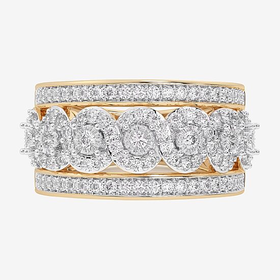 (G-H / Si1-Si2) Womens 1 CT. T.W. Lab Grown White Diamond 10K Gold Band