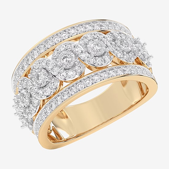 (G-H / Si1-Si2) Womens 1 CT. T.W. Lab Grown White Diamond 10K Gold Band