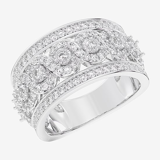 (G-H / Si1-Si2) Womens 1 CT. T.W. Lab Grown White Diamond 10K Gold Band