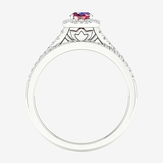 Modern Bride Gemstone and 1/3 CT. T.W. Diamond Oval Bridal Set in 14K Gold