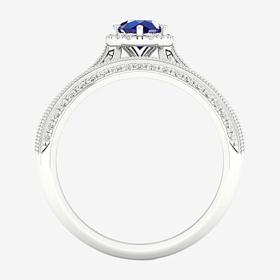 Modern Bride Gemstone Womens 1/2 CT. T.W. Genuine Pink Sapphire 10K Gold Round Halo Bridal Set