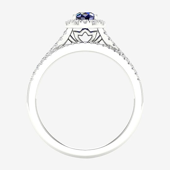 Modern Bride Gemstone Womens14K White Gold Pear Halo Bridal Set