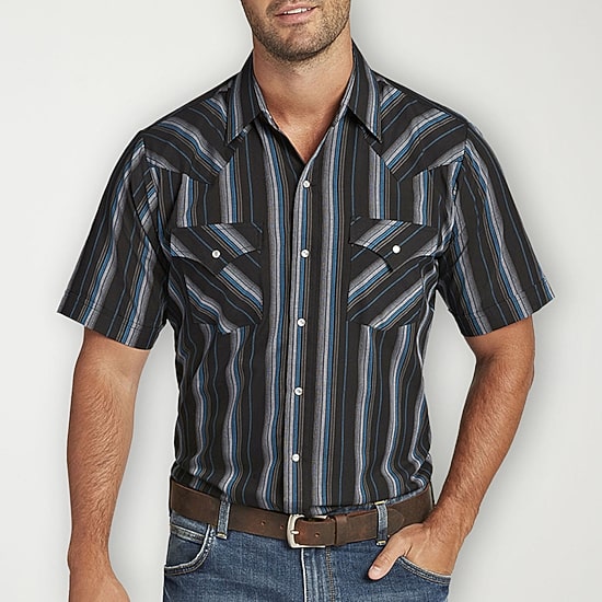 Ely Cattleman Stripe Big and Tall Mens Short Sleeve Western Shirt