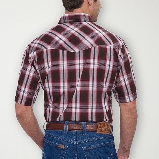 Ely Cattleman Plaid Big and Tall Mens Short Sleeve Western Shirt