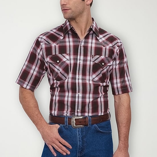 Ely Cattleman Plaid Big and Tall Mens Short Sleeve Western Shirt