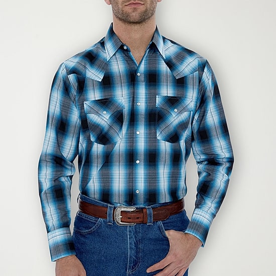 Ely Cattleman Plaid Big and Tall Mens Long Sleeve Western Shirt