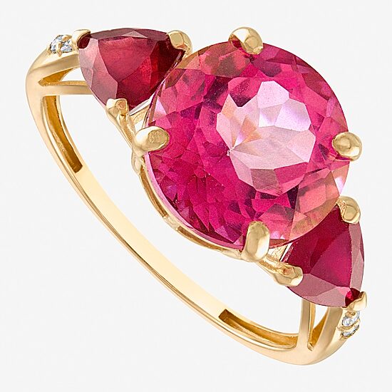 Womens Diamond Accent Lead Glass-Filled Red Ruby 10K Gold Cocktail Ring ...