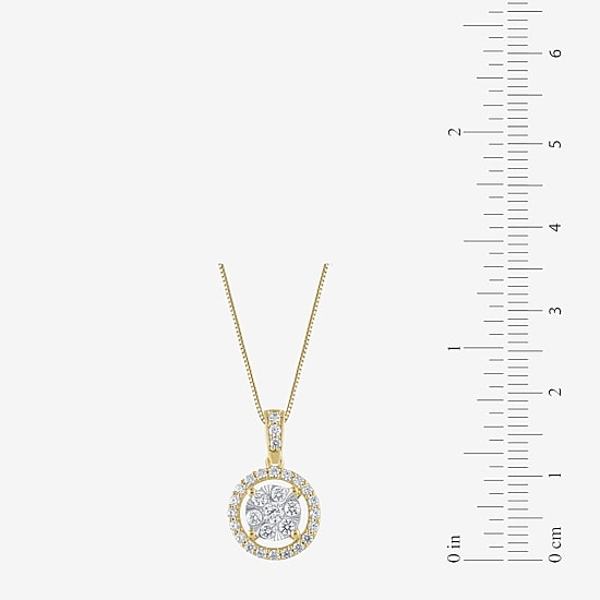 Womens 1/2 CT. T.W. Natural White Diamond 14K White or Yellow Gold Round Pendant Necklace