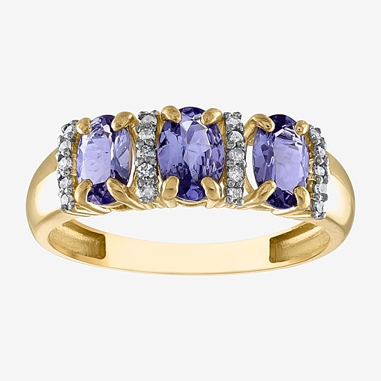 Womens 2MM 1/10 CT. T.W. Genuine Purple Tanzanite 10K Gold Oval Band
