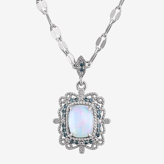 Womens 1/10 CT. T.W. Genuine White Opal Sterling Silver 18 Inch Pendant Necklace