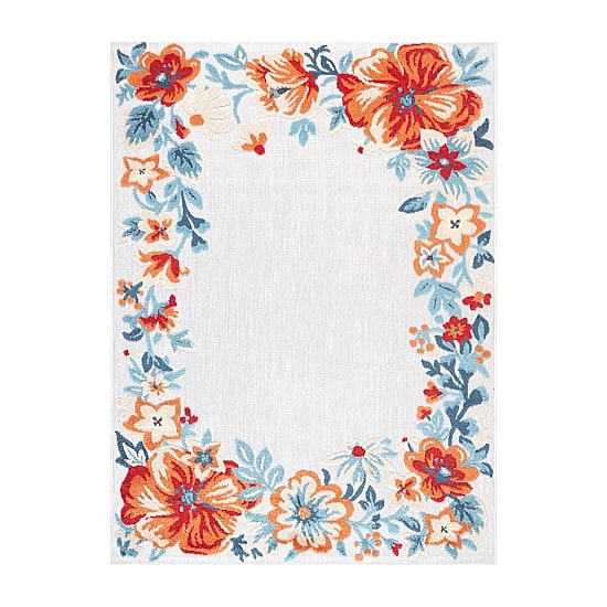 Town And Country Hibiscus Floral Outdoor Indoor Rectangular Area Rug