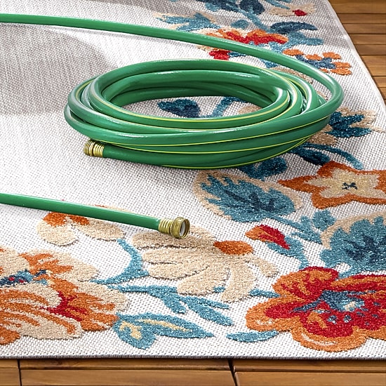 Town And Country Hibiscus Floral Outdoor Indoor Rectangular Area Rug
