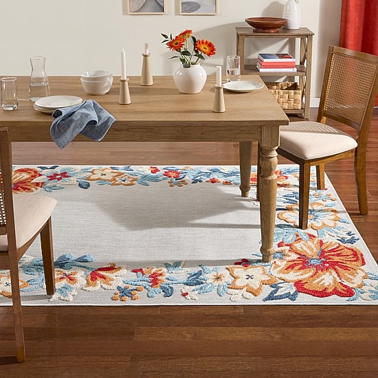 Town And Country Hibiscus Floral Outdoor Indoor Rectangular Area Rug