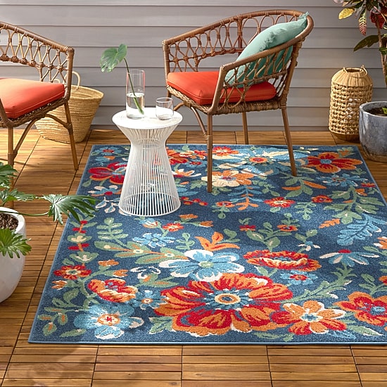 Town And Country Hibiscusbloom Floral Outdoor Indoor Rectangular Area Rug