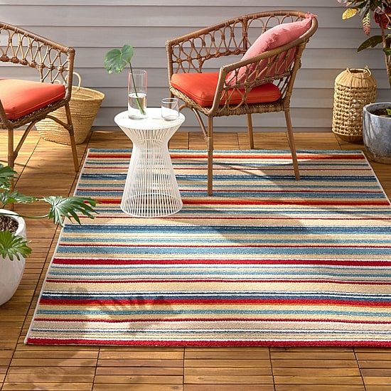 Town And Country Rio Stripe Outdoor Indoor Rectangular Area Rug