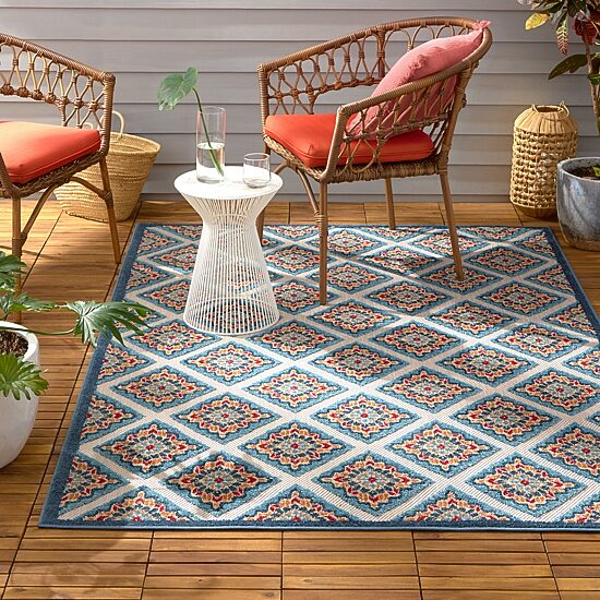 Town And Country Brooks Diamond Outdoor Indoor Rectangular Area Rug
