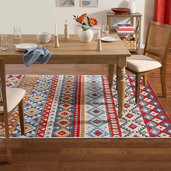 Town And Country Dahlia Pattern Outdoor Indoor Rectangular Area Rug