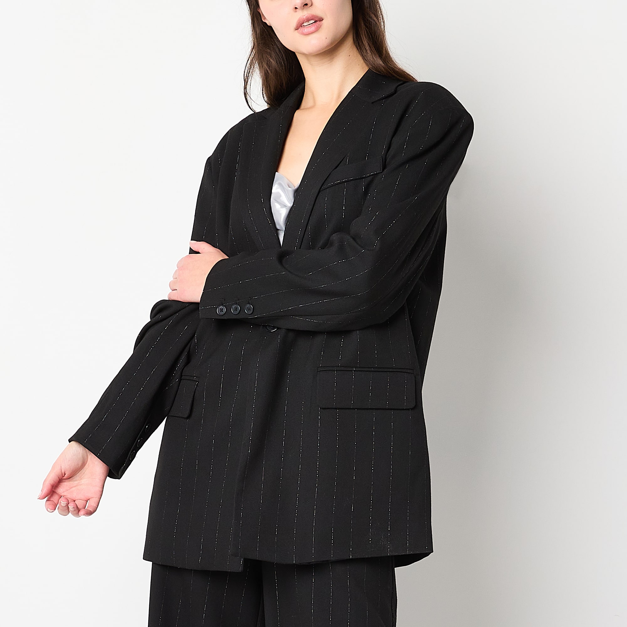 Worthington Womens Striped Boxy Fit Blazer