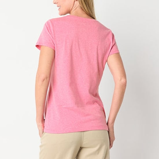 St. John's Bay Womens Crew Neck Short Sleeve T-Shirt