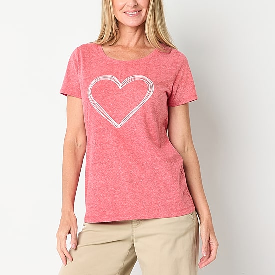 St. John's Bay Womens Crew Neck Short Sleeve T-Shirt