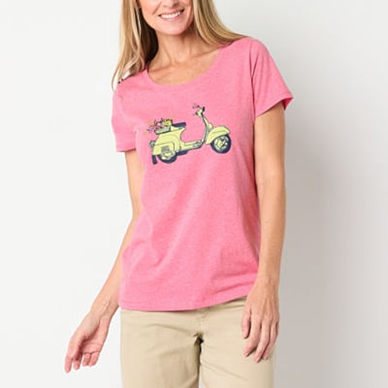 St. John's Bay Womens Crew Neck Short Sleeve T-Shirt