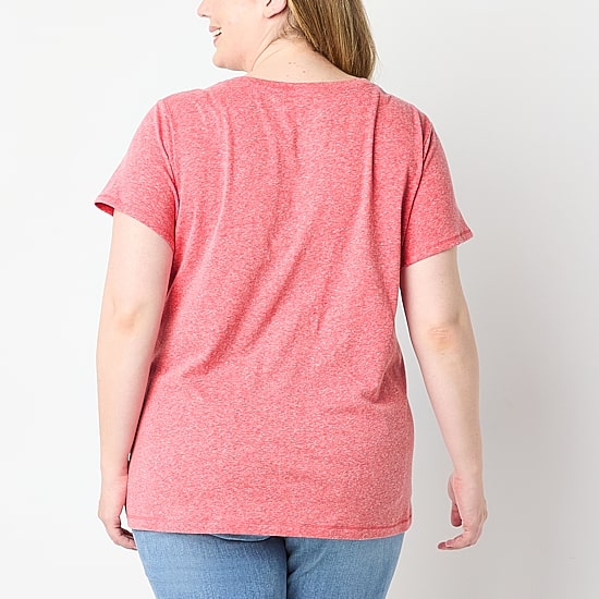 St. John's Bay Womens Plus Crew Neck Short Sleeve T-Shirt