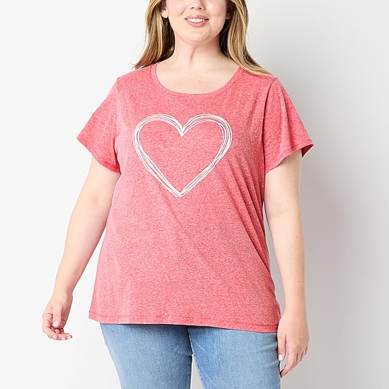 St. John's Bay Womens Plus Crew Neck Short Sleeve T-Shirt