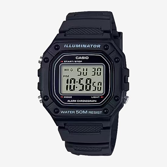Casio Mens Digital Black Strap Watch W218h-1avos