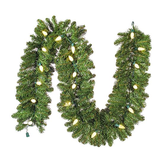 Vickerman 9' Oregon Fir Christmas Garland with 150 Warm White LED Lights
