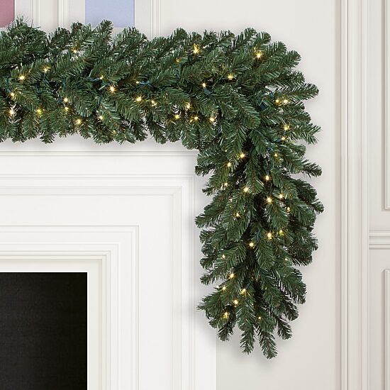 Vickerman 9' Oregon Fir Christmas Garland with 150 Warm White LED Lights